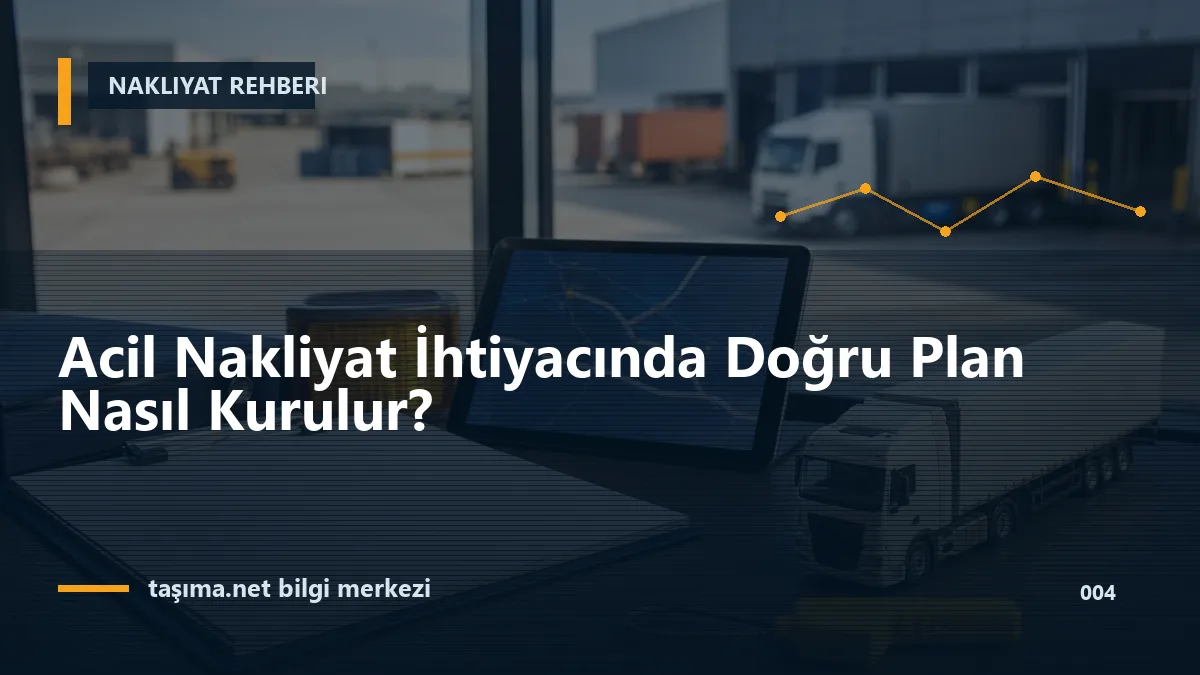 Acil Nakliyat İhtiyacında Doğru Plan Nasıl Kurulur?