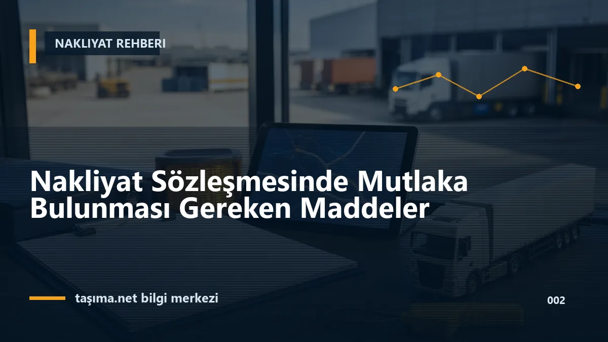 Nakliyat Sözleşmesinde Mutlaka Bulunması Gereken Maddeler