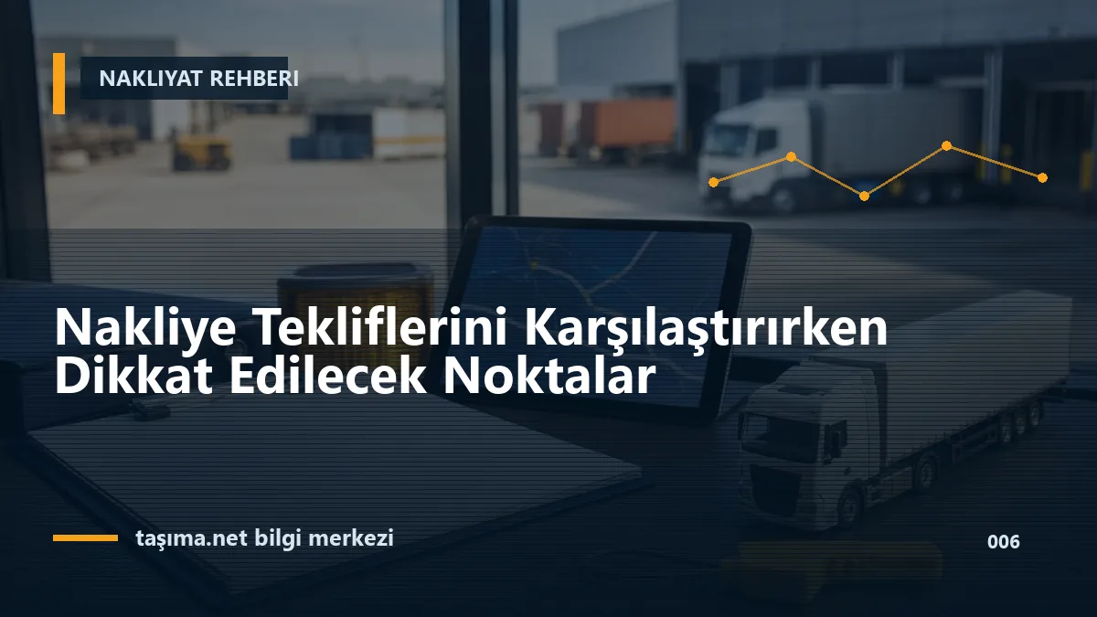Nakliye Tekliflerini Karşılaştırırken Dikkat Edilecek Noktalar