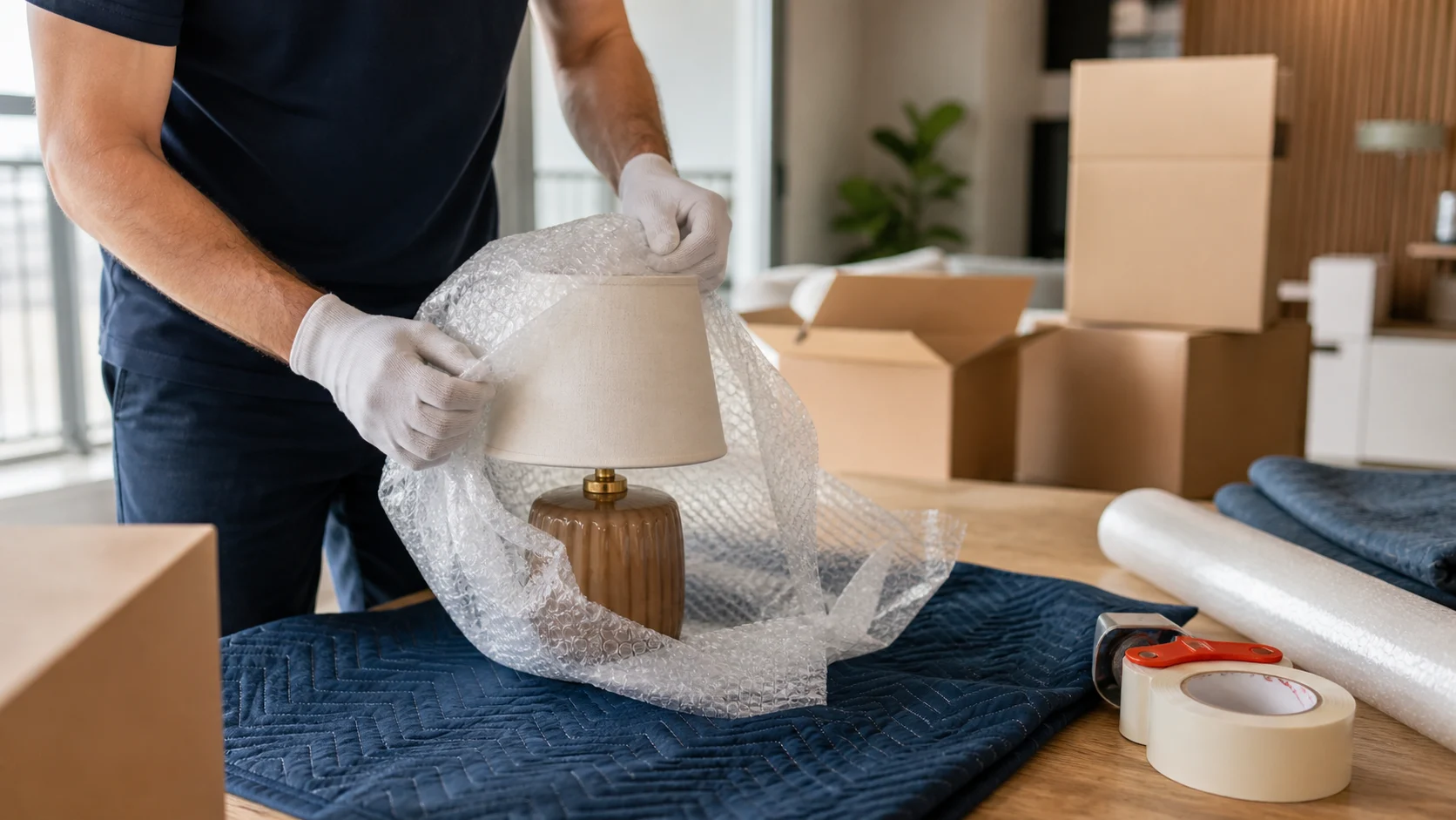Ev eşyalarının taşıma öncesinde koruyucu malzemelerle paketlenmesi