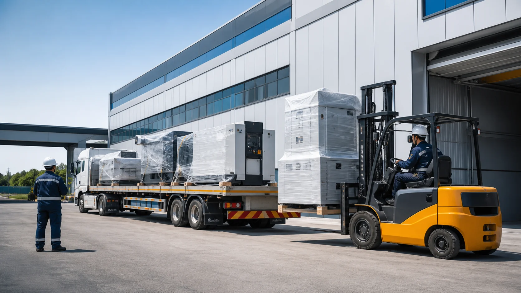 Fabrika ve depo taşıma operasyonunda forklift ile hazırlanan endüstriyel yükler